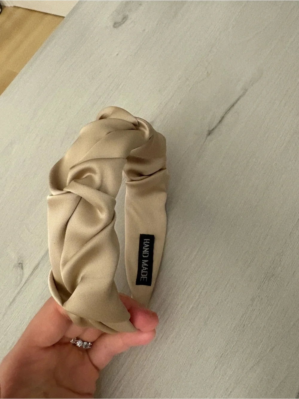 Beige‎ Knotted Satin Headband - Women Accessories